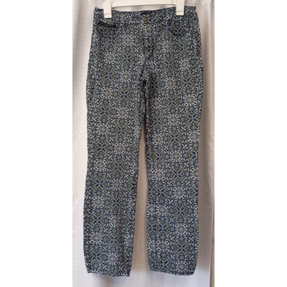 Charter Club Lexington Straight Floral Print Jeans Size 8 Patterned Blue/Green